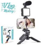 Smartphone Vlogging Kit with Tripod, Phone Holder, Mini Microphone & LED Light. - Image 4