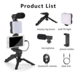 Smartphone Vlogging Kit with Tripod, Phone Holder, Mini Microphone & LED Light. - Image 5