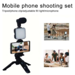 Smartphone Vlogging Kit with Tripod, Phone Holder, Mini Microphone & LED Light. - Image 2