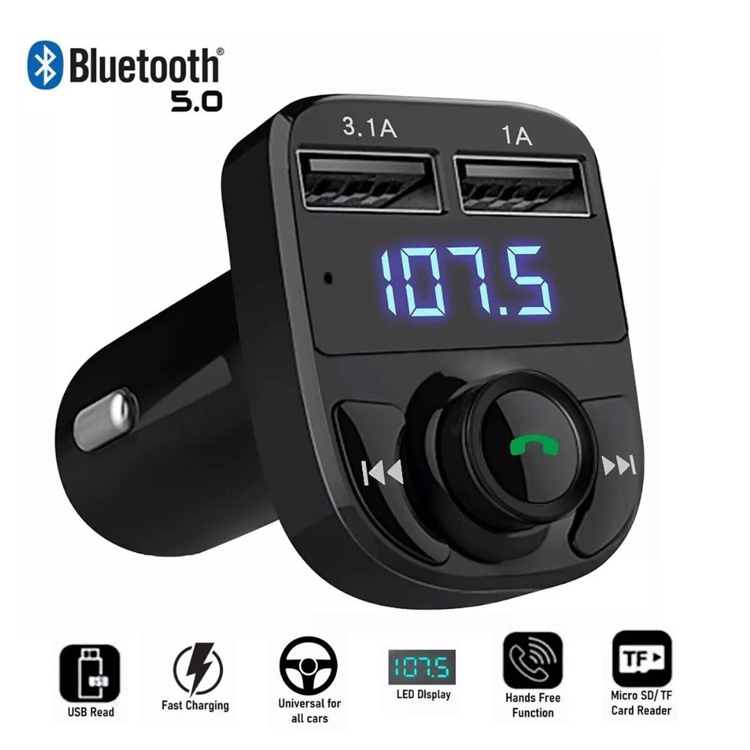X8 CAR CHARGER BLUETOOTH VERSION X8 C1 Wireless FM Transmitter Car MP3 Player with Dual USB PD Fast Charging and Hands-Free Calling - Image 1